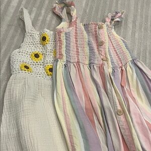 Colorful Striped and Floral Kids Dress Set